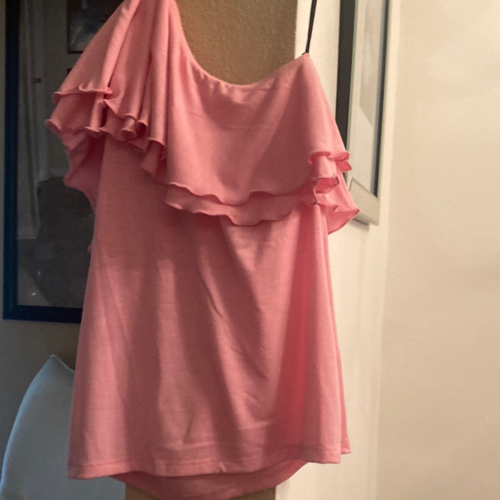 Pink Ruffled Tank Top